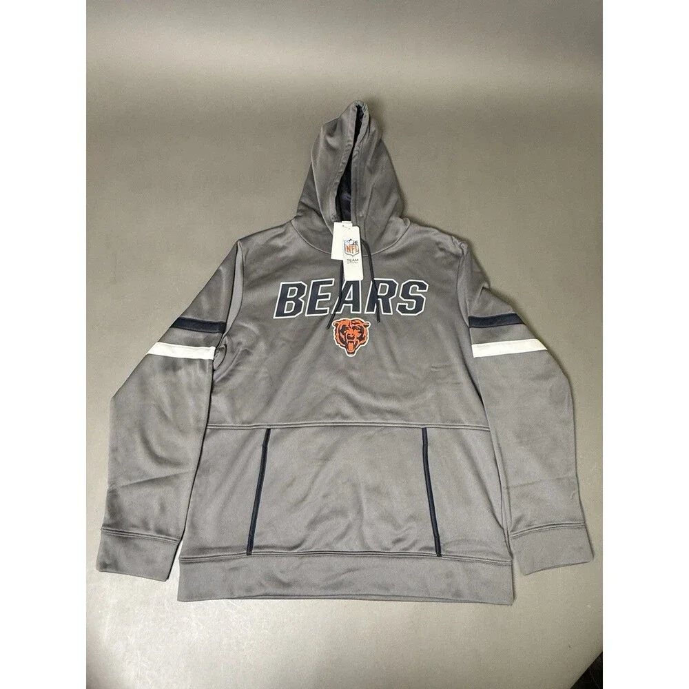 NFL Team Apparel • Chicago Bears Hoodie Pullover Charcoal Gray Men’s Size L NWT